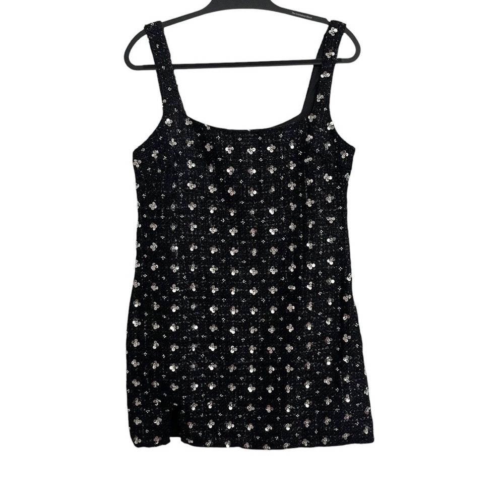 Storia Sequin Tweed Clovers Flowers Side Slit Mini Party Dress Size Large - Picture 5 of 16